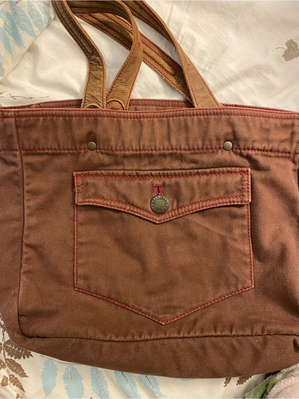 Super cute Gap est 1969 brown tote bag with leather straps 🐻❤️ - Picture 2 of 9